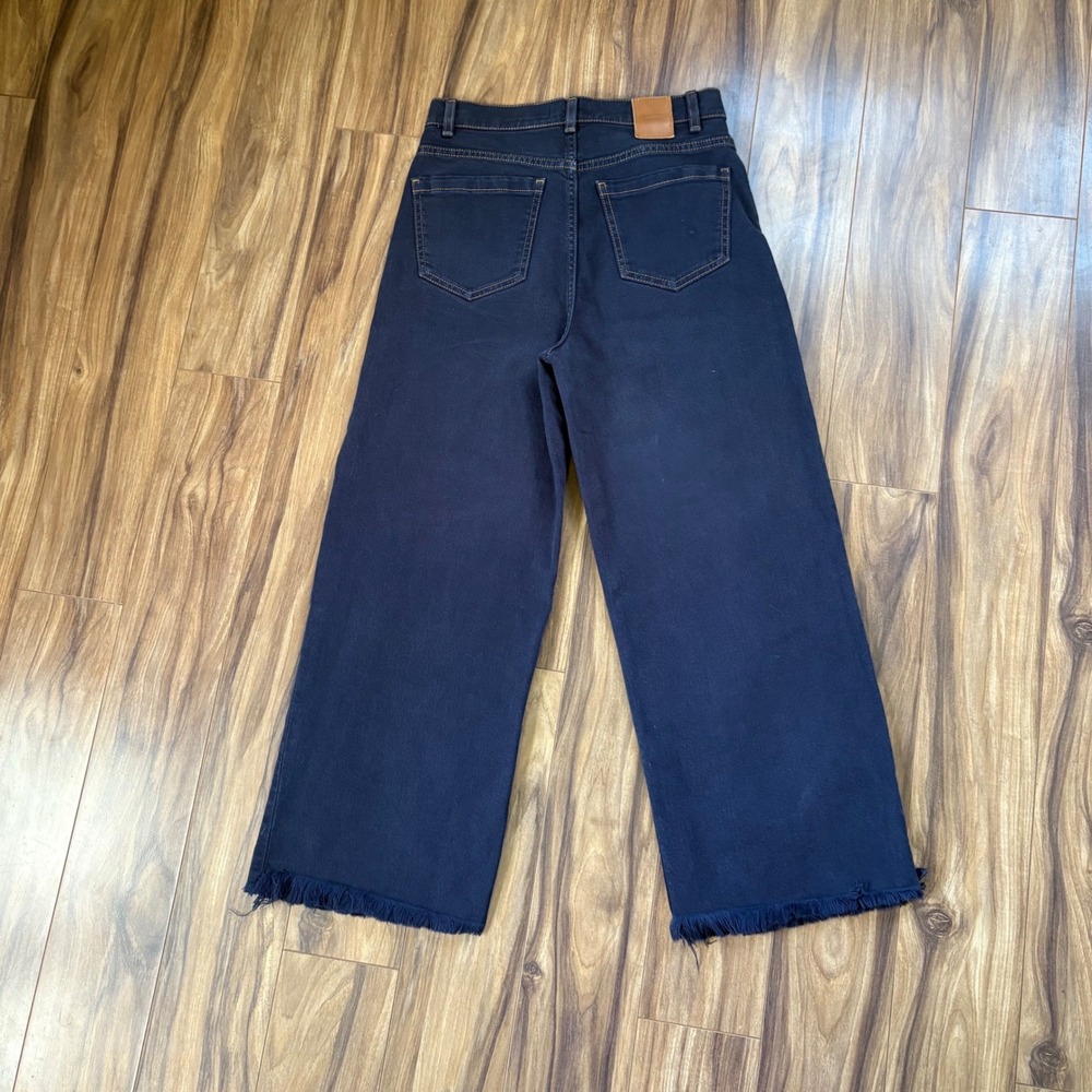 & Other Stories Los Angeles Atelier Wide Leg Cropped Jeans Navy Button Fly 27 - Picture 9 of 10